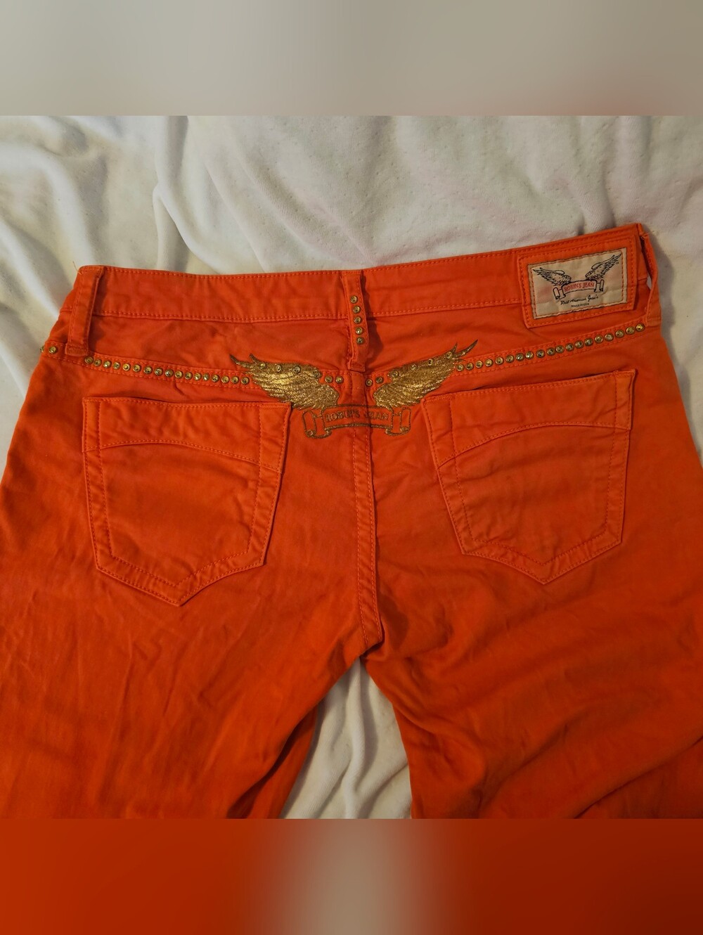 Vintage Robin's Jeans Tangerine Marilyn With Aurum Crystals  Low-Rise 30x34 - Picture 2 of 11